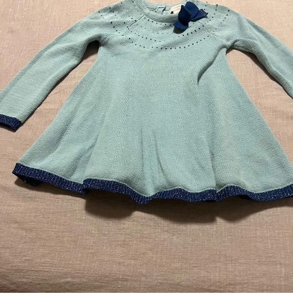 Catherine Malandrino Mini Girls Long Sleeve Knit Sweater Dress with bow Size 3T - Picture 6 of 8